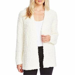 VINCE CAMUTO Poodle Yarn Open Front Cardigan Ivory